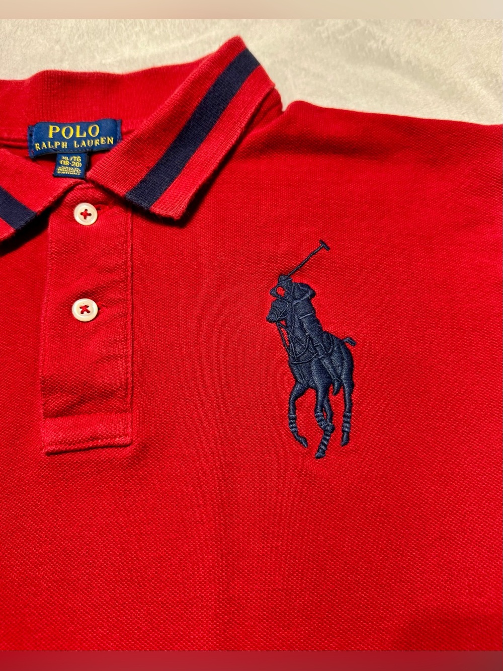 Polo Ralph Lauren Big Pony XL Teens Red/Blue/White Striped Logo Polo Shirt